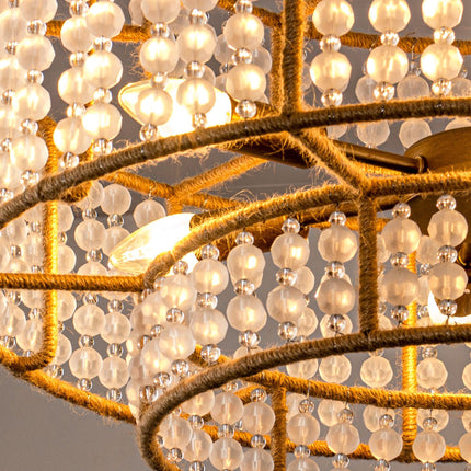 6-Light Antique Gold Farmhouse Drum Beaded Chandelier Home Decor > Lighting > Ceiling Lights > Chandelier TriadCommerceInc