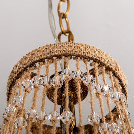 Modern Beaded Basket Weathered Wood 4-Light Chandelier Home Decor > Lighting > Ceiling Lights > Chandelier TriadCommerceInc