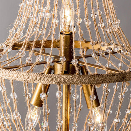 Modern Beaded Basket Weathered Wood 4-Light Chandelier Home Decor > Lighting > Ceiling Lights > Chandelier TriadCommerceInc