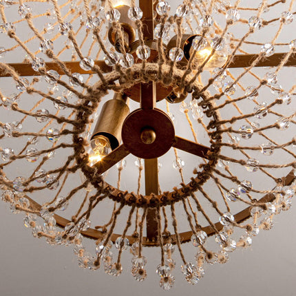 Modern Beaded Basket Weathered Wood 4-Light Chandelier Home Decor > Lighting > Ceiling Lights > Chandelier TriadCommerceInc