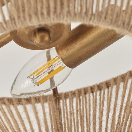 Farmhouse 2-Light Flush Mount Lighting with Rattan Rope Ceiling Fixture Home Decor > Lighting > Ceiling Lights TriadCommerceInc