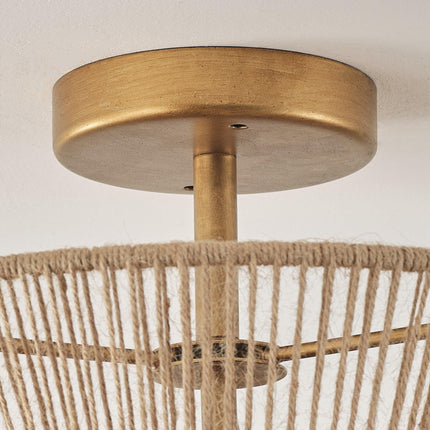 Farmhouse 2-Light Flush Mount Lighting with Rattan Rope Ceiling Fixture Home Decor > Lighting > Ceiling Lights TriadCommerceInc