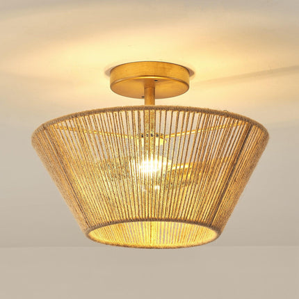Farmhouse 2-Light Flush Mount Lighting with Rattan Rope Ceiling Fixture Home Decor > Lighting > Ceiling Lights TriadCommerceInc