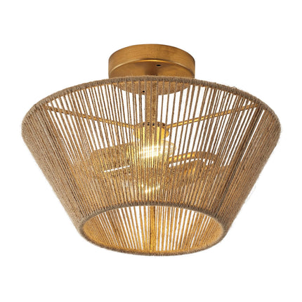 Farmhouse 2-Light Flush Mount Lighting with Rattan Rope Ceiling Fixture Home Decor > Lighting > Ceiling Lights TriadCommerceInc