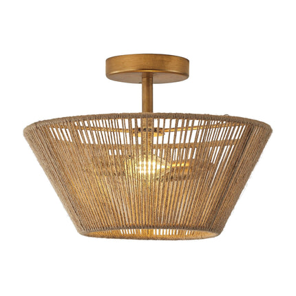 Farmhouse 2-Light Flush Mount Lighting with Rattan Rope Ceiling Fixture Home Decor > Lighting > Ceiling Lights TriadCommerceInc Golden