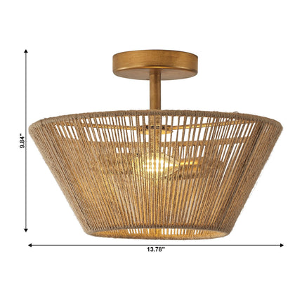 Farmhouse 2-Light Flush Mount Lighting with Rattan Rope Ceiling Fixture Home Decor > Lighting > Ceiling Lights TriadCommerceInc