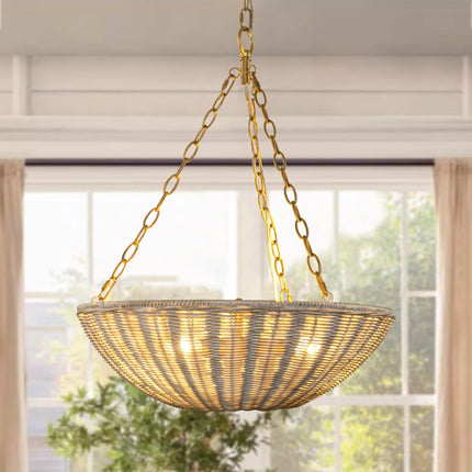 Farmhouse 3-Light Rattan Pendant Lighting Bowl Shape Home Decor > Lighting > Ceiling Lights > Pendant Lights TriadCommerceInc