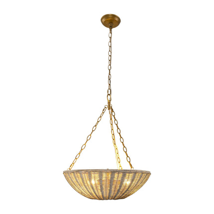 Farmhouse 3-Light Rattan Pendant Lighting Bowl Shape Home Decor > Lighting > Ceiling Lights > Pendant Lights TriadCommerceInc White