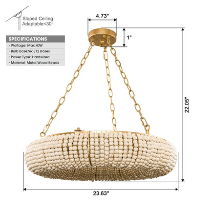 Farmhouse 6-Light Antique Golden Flush Mount Lighting Fixture TriadCommerceInc