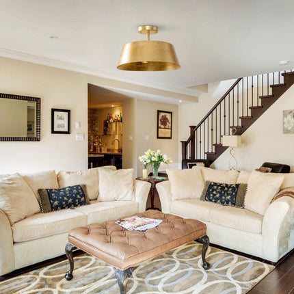 3-Light Golden Semi Flush Mount Lighting Fixture Home Decor > Lighting > Ceiling Lights TriadCommerceInc
