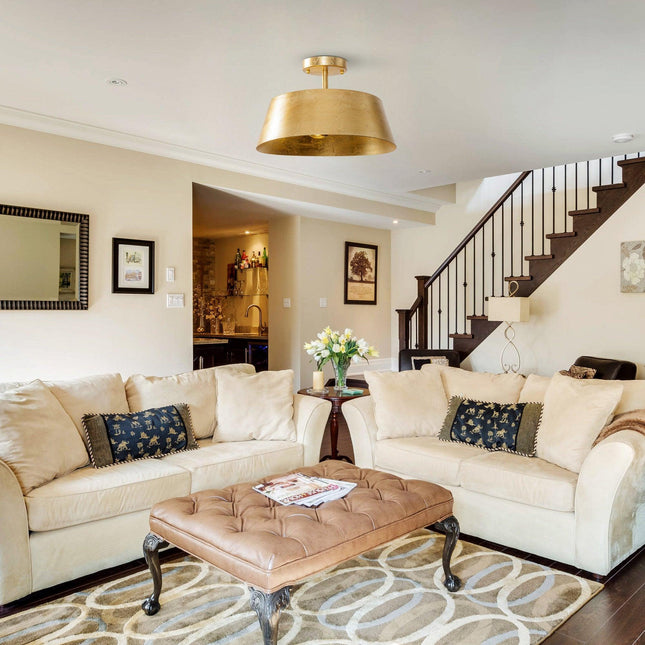 3-Light Golden Semi Flush Mount Lighting Fixture Home Decor > Lighting > Ceiling Lights TriadCommerceInc