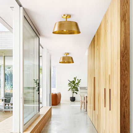 3-Light Golden Semi Flush Mount Lighting Fixture Home Decor > Lighting > Ceiling Lights TriadCommerceInc