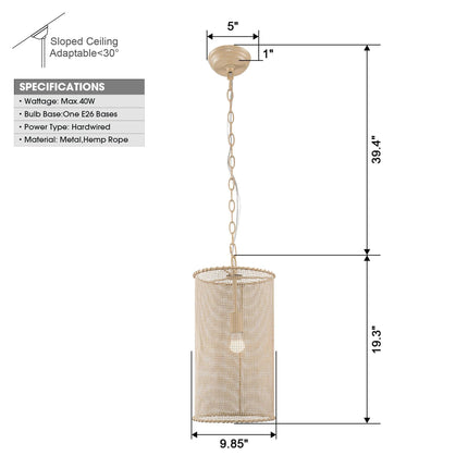 1-Light Wooden Beads Farmhouse Beige Pendant Lighting Home Decor > Lighting > Ceiling Lights > Pendant Lights TriadCommerceInc
