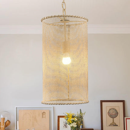 1-Light Wooden Beads Farmhouse Beige Pendant Lighting Home Decor > Lighting > Ceiling Lights > Pendant Lights TriadCommerceInc