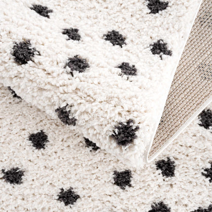 Chaia Dotted Black & White Plush Rug Rugs TriadCommerceInc