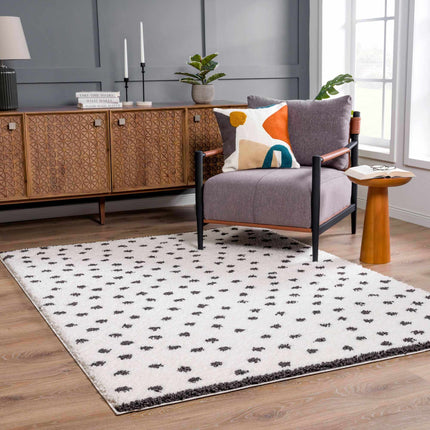 Chaia Dotted Black & White Plush Rug Rugs TriadCommerceInc