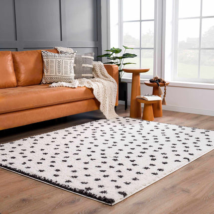 Chaia Dotted Black & White Plush Rug Rugs TriadCommerceInc