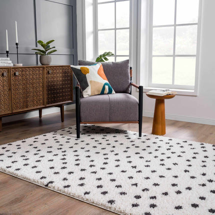 Chaia Dotted Black & White Plush Rug Rugs TriadCommerceInc