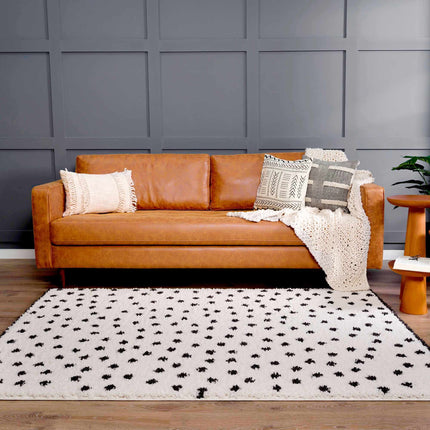 Chaia Dotted Black & White Plush Rug Rugs TriadCommerceInc 5'3" x 7' Rectangle