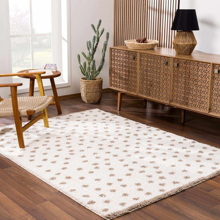 Chaia Dotted Cream & Brown Plush Rug Rugs TriadCommerceInc