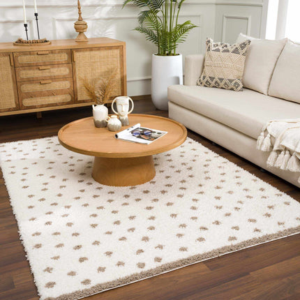 Chaia Dotted Cream & Brown Plush Rug Rugs TriadCommerceInc