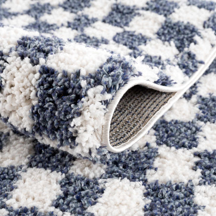 Kieu Blue & White Checkered Area Rug Rugs TriadCommerceInc