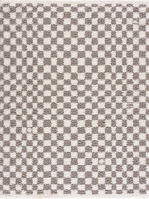 Kieu Taupe Checkered Plush Rug Rugs TriadCommerceInc