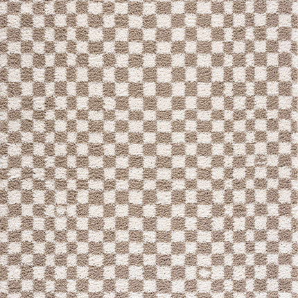 Kieu Light Gray & Taupe Checkered Area Rug Rugs TriadCommerceInc