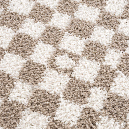Kieu Light Gray & Taupe Checkered Area Rug Rugs TriadCommerceInc