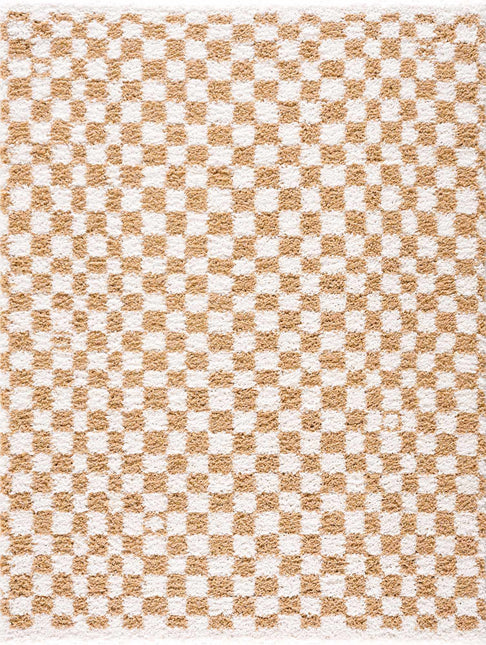 Kieu Mustard & Ivory Checkered Area Rug Rugs TriadCommerceInc