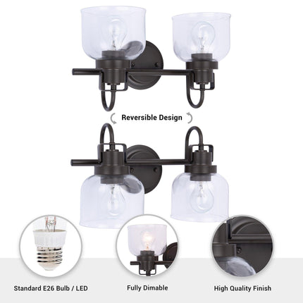 Brighton 2-Light Dark Bronze Dimmable Vanity Light Home Decor > Lighting > Wall Lighting > Wall Sconces TriadCommerceInc