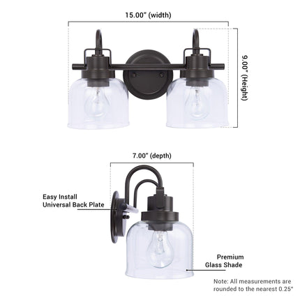 Brighton 2-Light Dark Bronze Dimmable Vanity Light Home Decor > Lighting > Wall Lighting > Wall Sconces TriadCommerceInc
