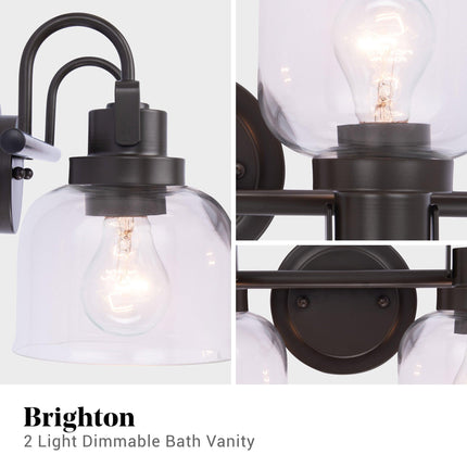 Brighton 2-Light Dark Bronze Dimmable Vanity Light Home Decor > Lighting > Wall Lighting > Wall Sconces TriadCommerceInc