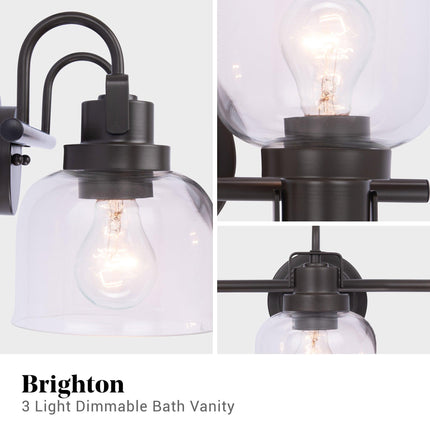 Brighton 3-Light Dark Bronze Dimmable Vanity Light Home Decor > Lighting > Wall Lighting > Wall Sconces TriadCommerceInc