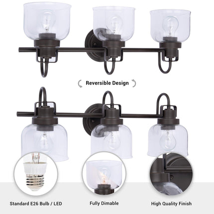 Brighton 3-Light Dark Bronze Dimmable Vanity Light Home Decor > Lighting > Wall Lighting > Wall Sconces TriadCommerceInc