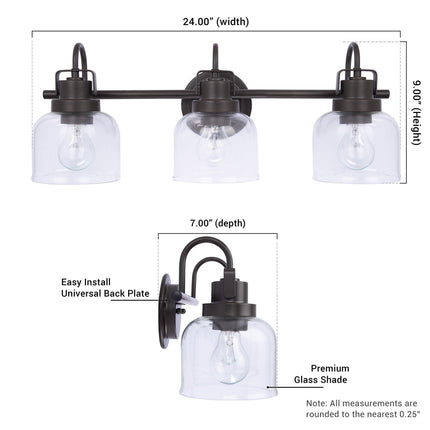 Brighton 3-Light Dark Bronze Dimmable Vanity Light Home Decor > Lighting > Wall Lighting > Wall Sconces TriadCommerceInc