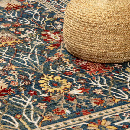 Neola Navy Blue Damask Area Rug Rugs TriadCommerceInc