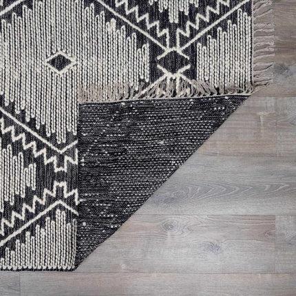 Brownhills Cream&Black Trellis Cotton Area Rug Rugs TriadCommerceInc