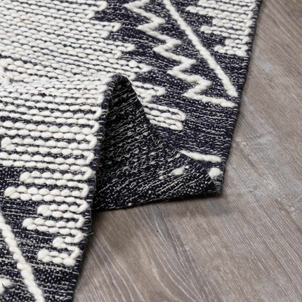 Brownhills Cream&Black Trellis Cotton Area Rug Rugs TriadCommerceInc