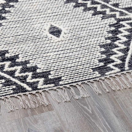Brownhills Cream&Black Trellis Cotton Area Rug Rugs TriadCommerceInc