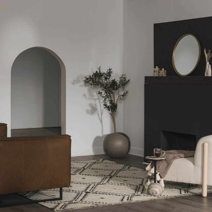 Brownhills Cream&Black Trellis Cotton Area Rug Rugs TriadCommerceInc