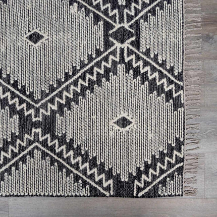 Brownhills Cream&Black Trellis Cotton Area Rug Rugs TriadCommerceInc
