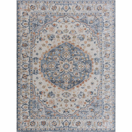 Blue Cream Hiti Washable area rug - Clearance Rugs TriadCommerceInc