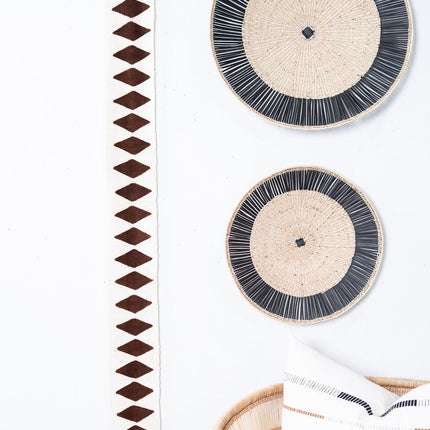 Balance Bogolan Wall Totem in White with Brown Diamonds Wall Décor TriadCommerceInc