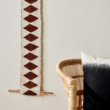 Balance Bogolan Wall Totem in White with Brown Diamonds Wall Décor TriadCommerceInc