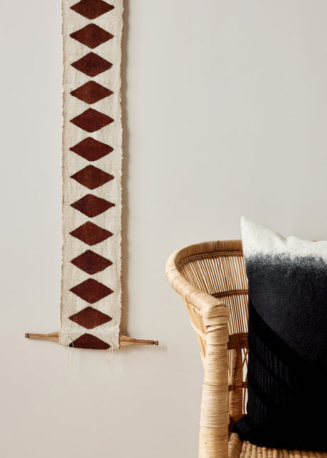 Balance Bogolan Wall Totem in White with Brown Diamonds Wall Décor TriadCommerceInc
