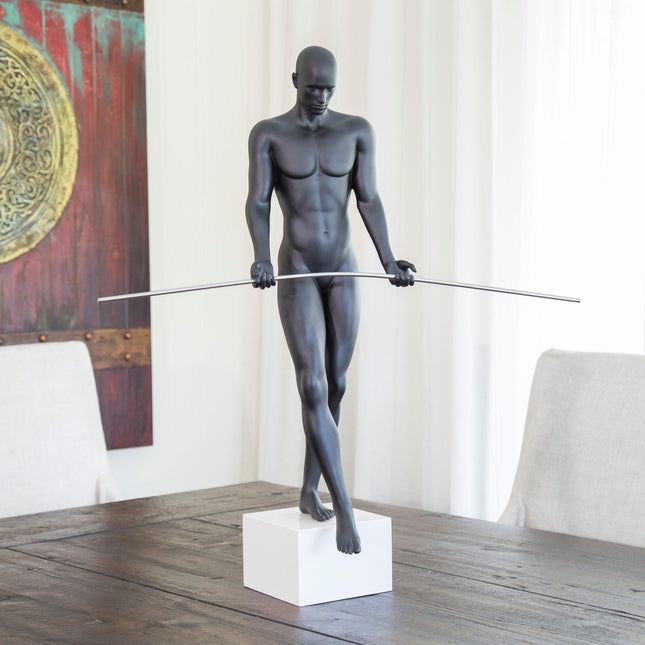 Balance Man Matte Black Sculpture TriadCommerceInc   