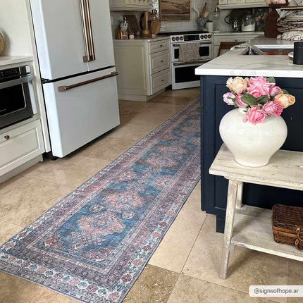 Baltinglass Rust & Blue Washable Area Rug - Clearance Rugs TriadCommerceInc 2'7" x 12' Runner