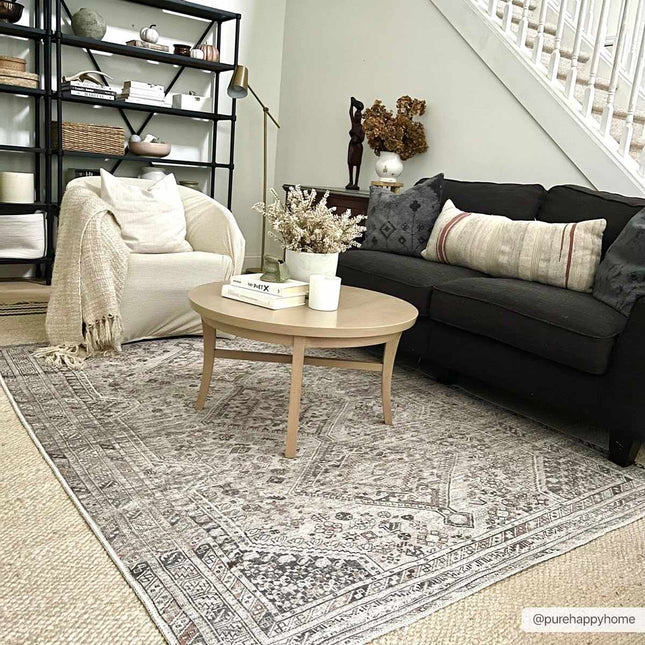 Barny Beige Flat Pile Washable Rug Rugs TriadCommerceInc