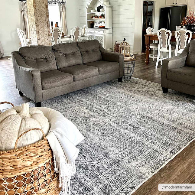 Barny Gray Blue Washable Rug Rugs TriadCommerceInc